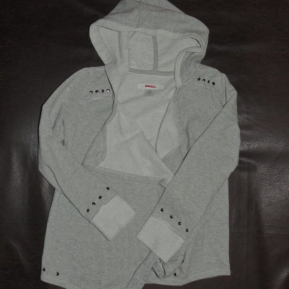 Bongo - Open Ripple Design Sweatshirt Cardigan with Stud Accents - Picture 1 of 7